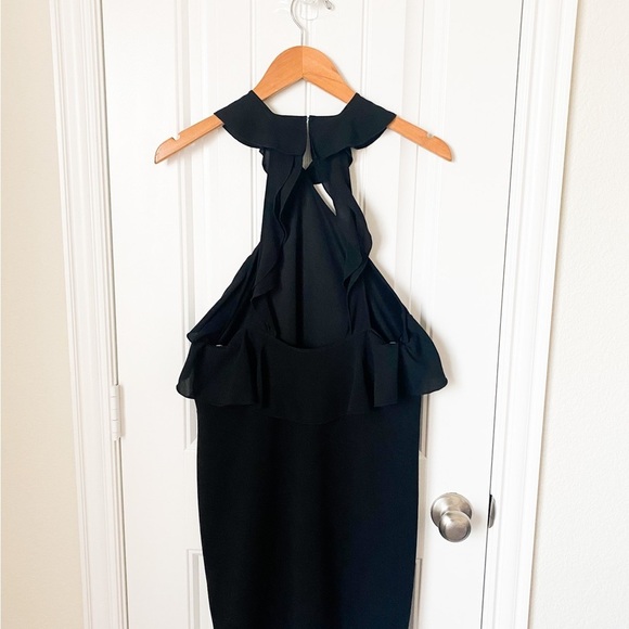NWT Zara Black Halter Mini Dress Size Large - Picture 2 of 2